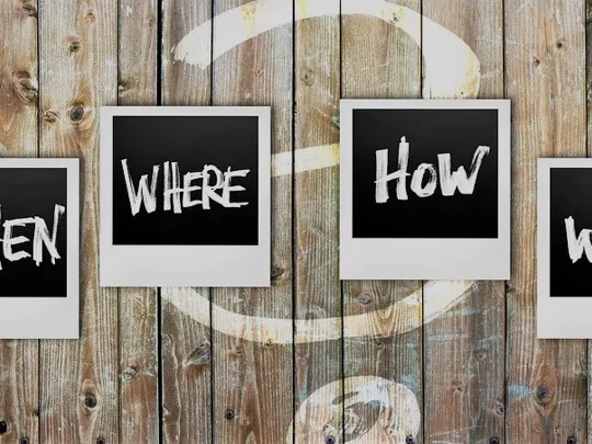 Graphic that reads; Who, what. when, why, where.