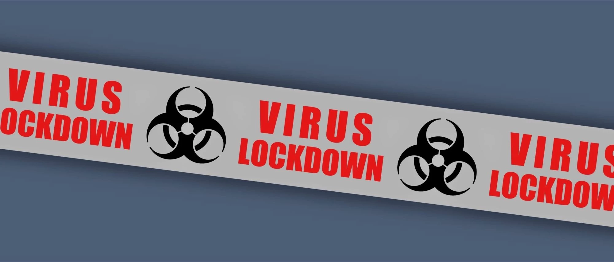 Graphic that shows 'virus lockdown' on tape. 