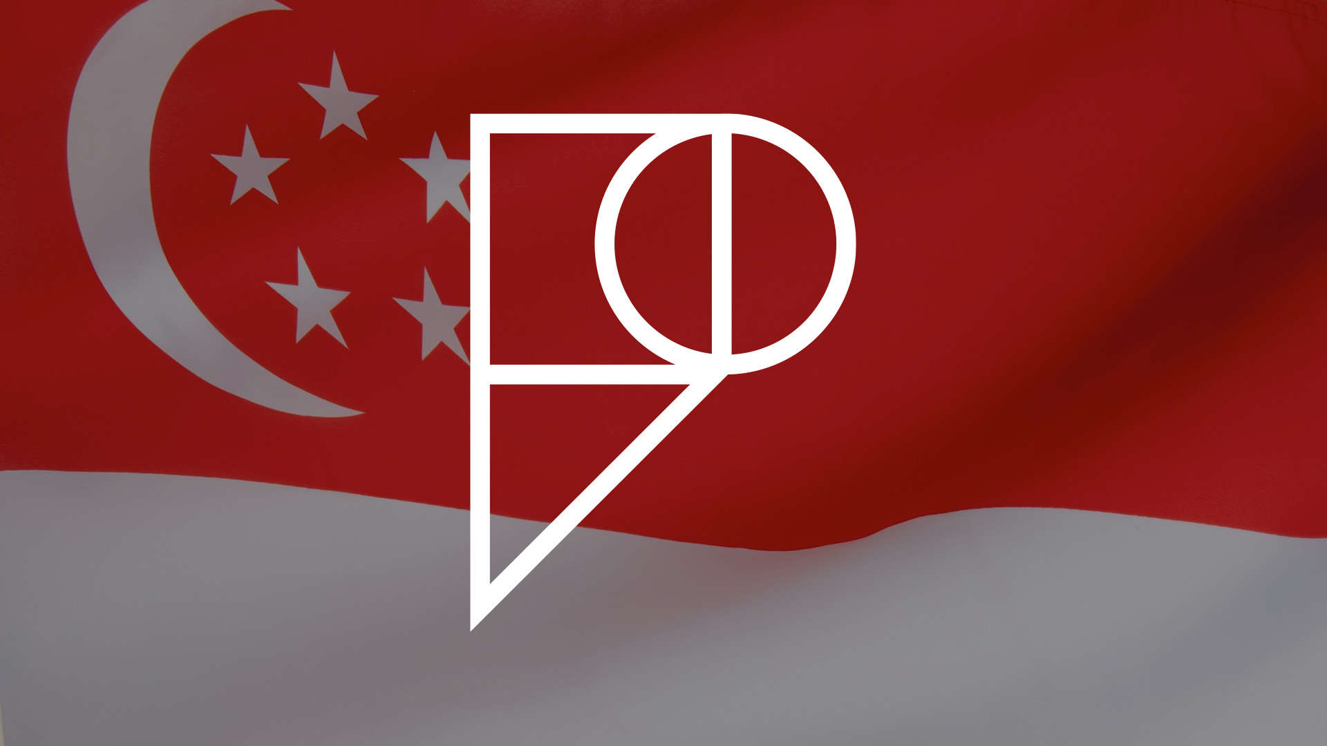 Flag of Singapore, with the Pamoja logo overlaid. 