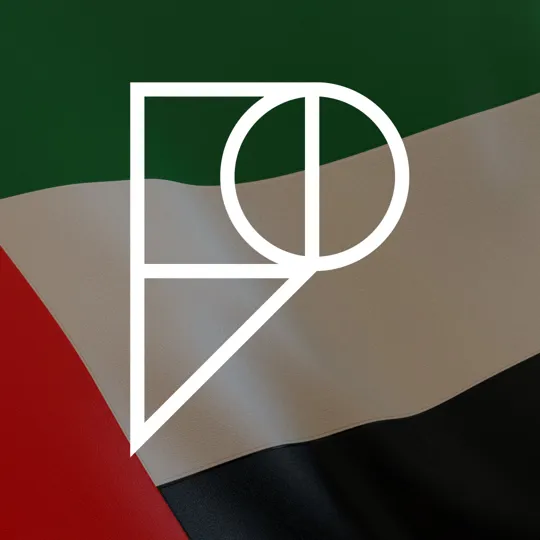 UAE flag with Pamoja 'P' logo overlayed