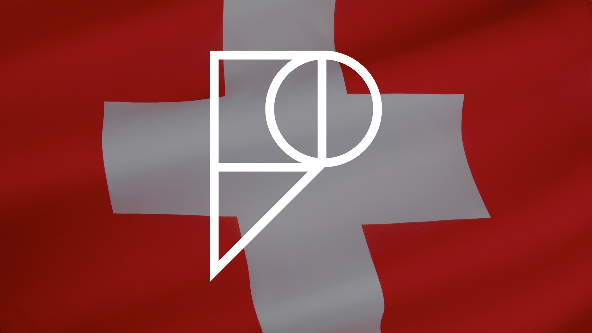 Switzerland flag with Pamoja 'P' logo overlayed