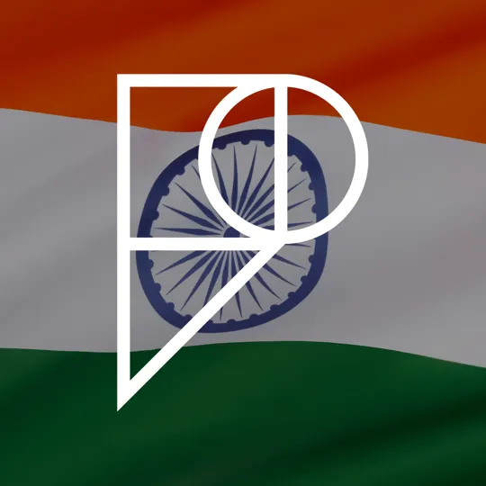 An image of the flag of India, with the Pamoja logo overlaid.