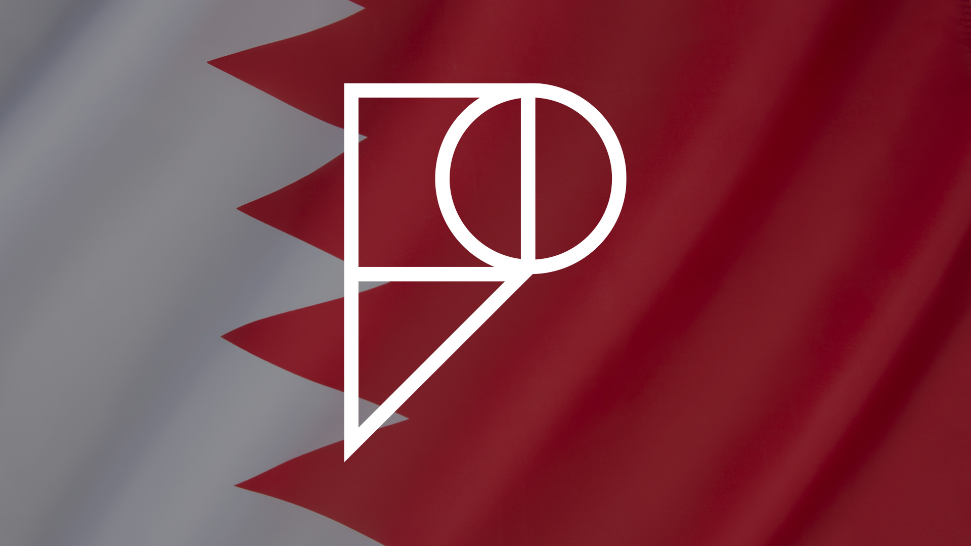 Bahrain flag with Pamoja 'P' logo overlayed