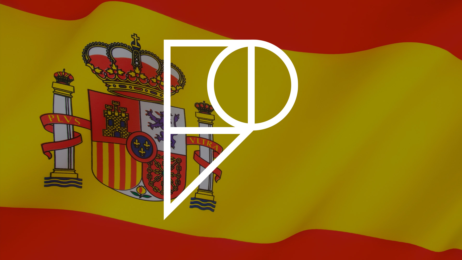 Spain flag with Pamoja 'P' logo overlayed