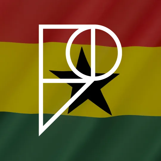 Flag of Ghana with Pamoja logo overlaid.