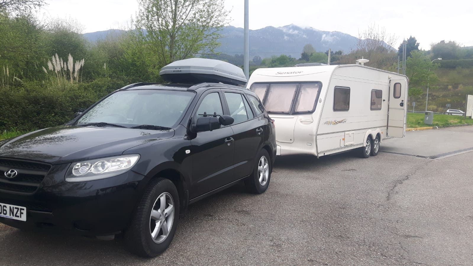 The Binedell family's car and caravan. 