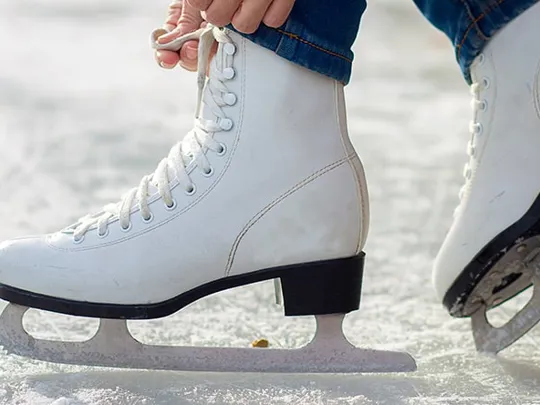 Ice skates on ice.