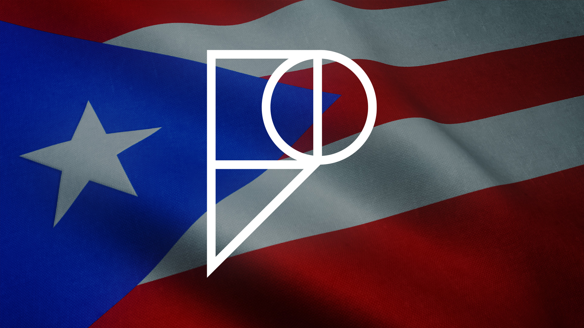 Puerto Rican flag overlaid with the Pamoja logo. 
