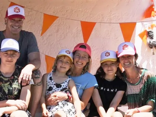 A group photo of the Binedells and friends.