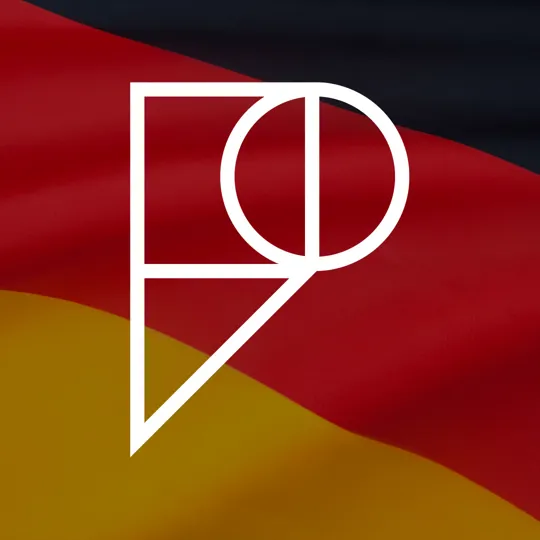 An image of the flag of Germany with the Pamoja logo overlaid.