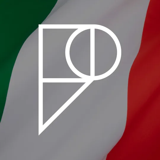 An image of the Italian flag with the Pamoja logo overlaid.