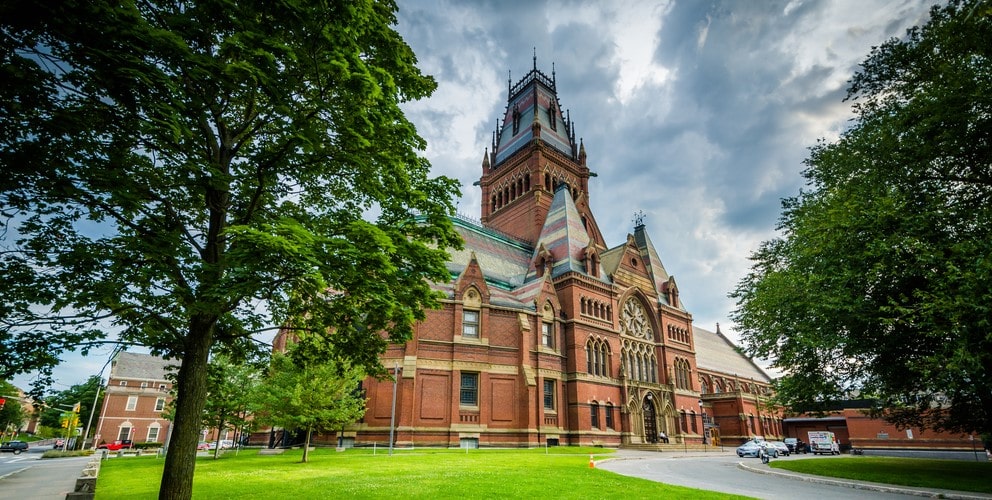A landscape of Harvard University. 