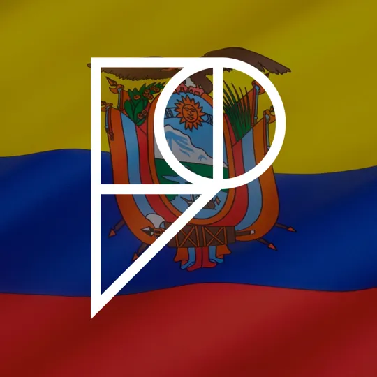 The flag of Ecudaor, with the Pamoja logo overlaid.