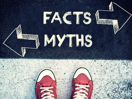 Text written on the floor: 'Facts and Myths'.