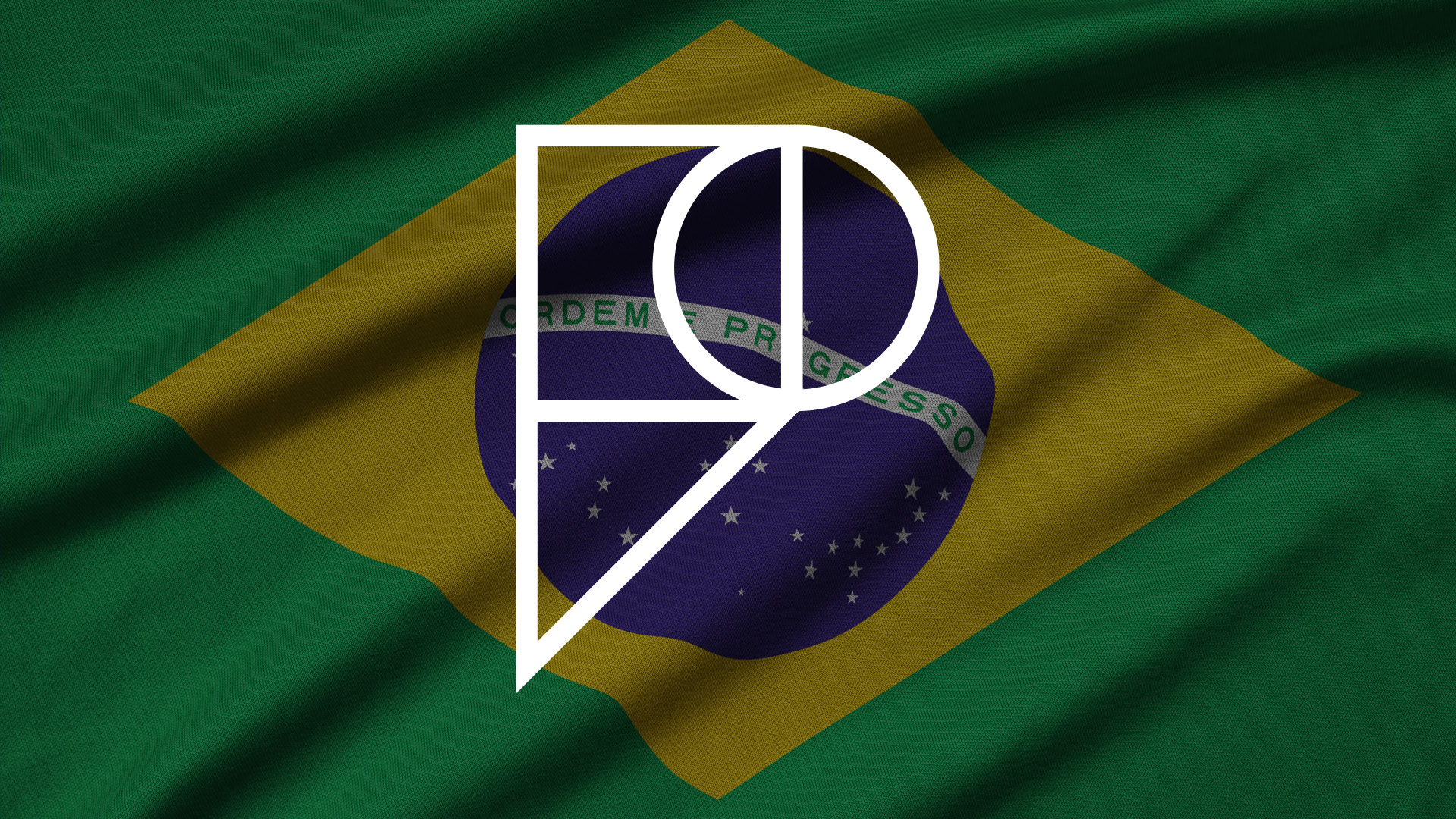 Brazil flag with Pamoja 'P' logo overlayed