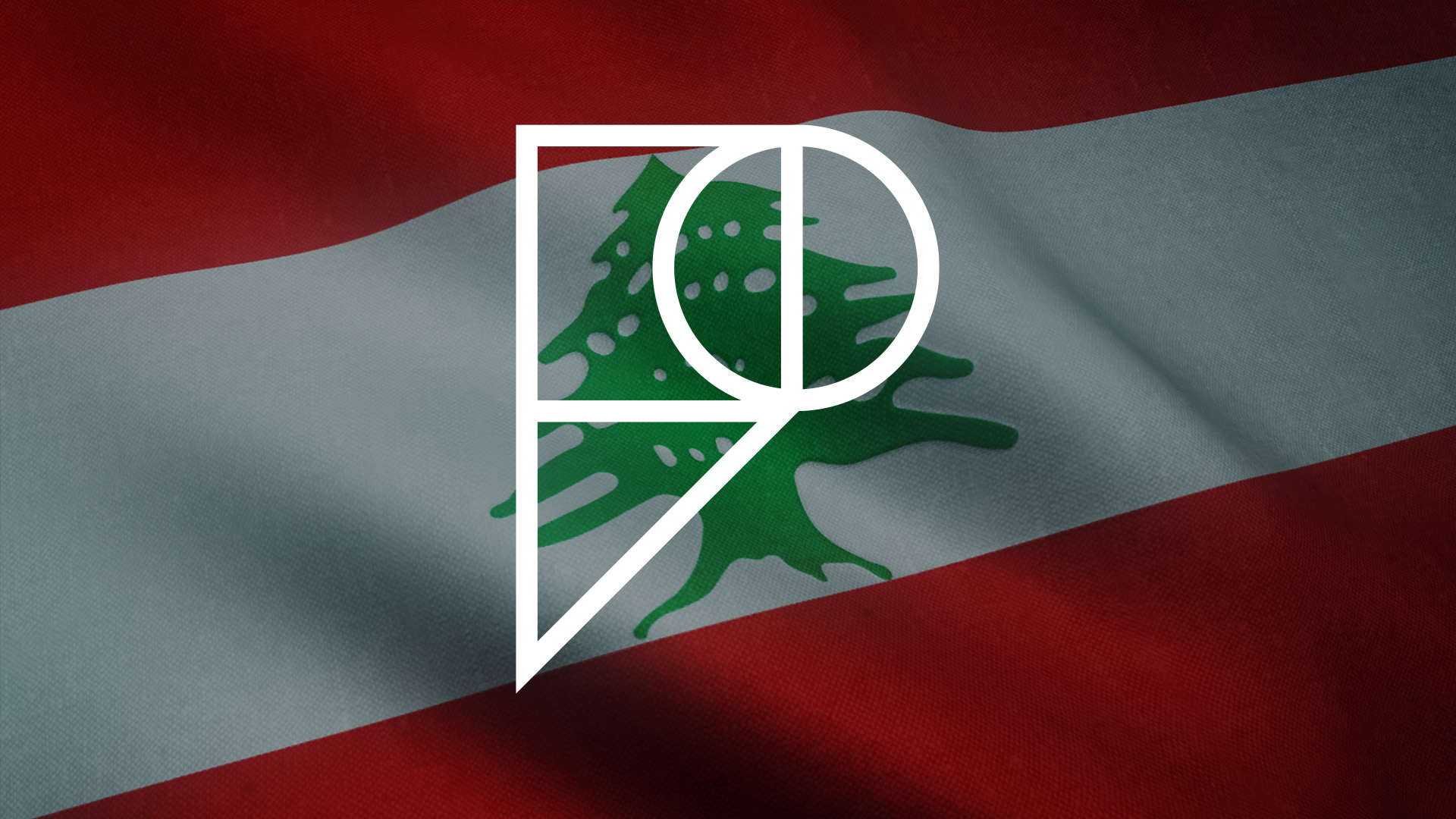 An image of the flag of Lebanon, with the Pamoja logo overlaid. 