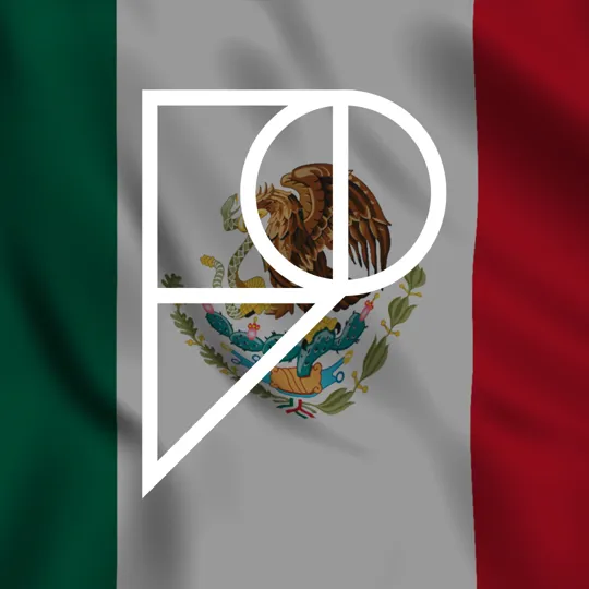 An image of the flag of Mexico, with the Pamoja logo overlaid.